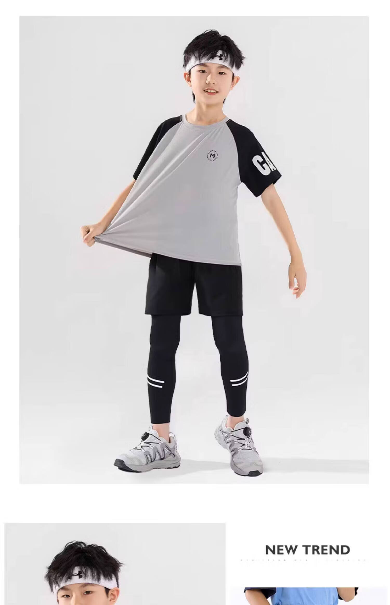 Moonkids Boys Sports Set Summer Quick-Dry Short Sleeve 2026 New Basketball Badminton Large Kids Fitness Training 13
